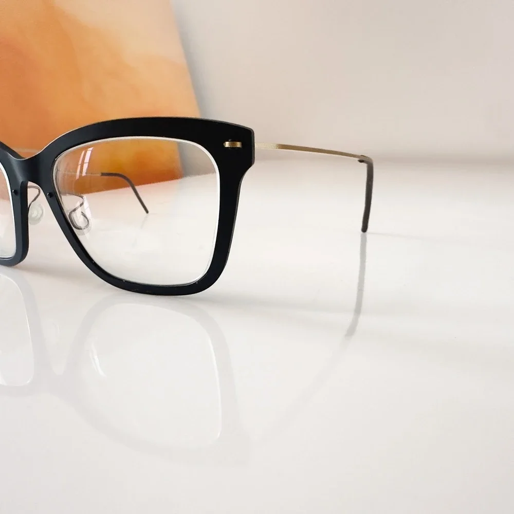 Lindberg Now 6527 Eyeglasses Matte Black Gold Titanium Danish Designer Frames